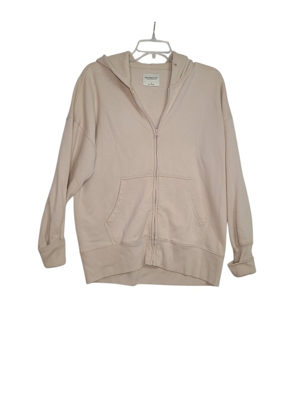 Abercrombie & Fitch Soft A&F Oversized Zip Up Hoodie Beige Oatmeal Size S
